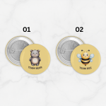 Pin Bros Buttons Team Bear Team Bee Size 37mm